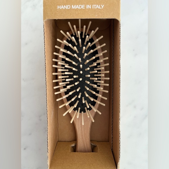 Tek Ash Wood Hair Brush with Black Rubber Cushion Italian Wooden Hairbrush - New - Picture 7 of 7
